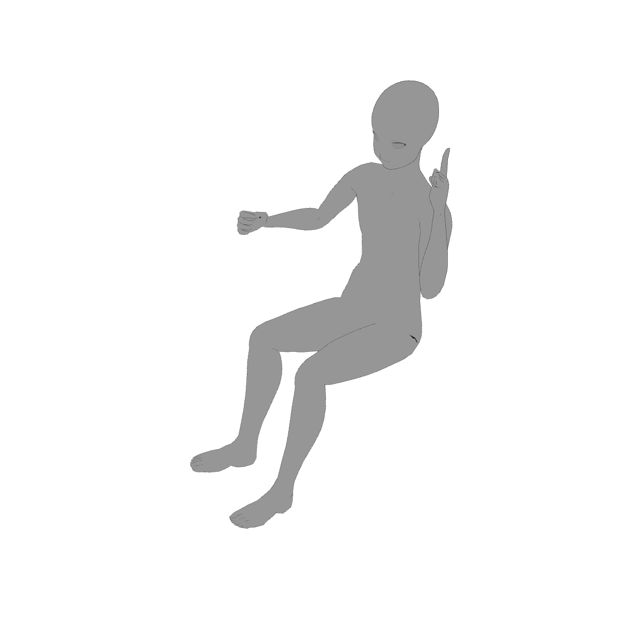 Sitting and pointing to the sky