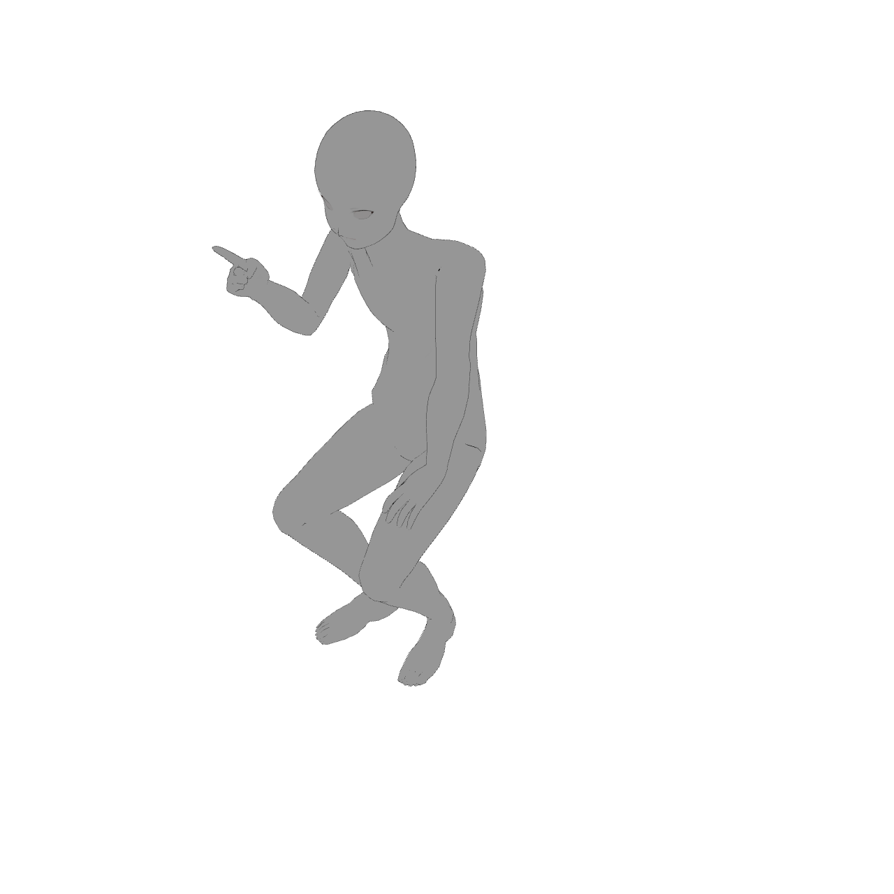 Crouching and pointing 1